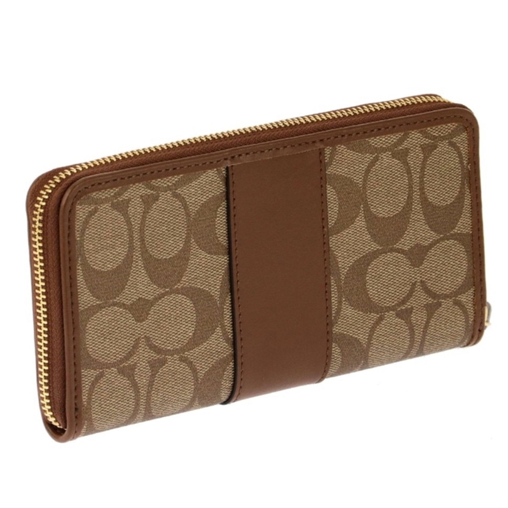 Coach Large Zip Accordion Signature Canvas Wallet - Picture 4 of 6